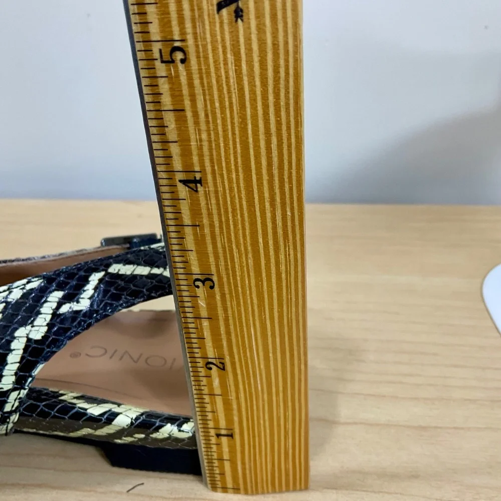Vionic Slingback Shoes Jade Boa Snakeskin Black Brown (7.5)